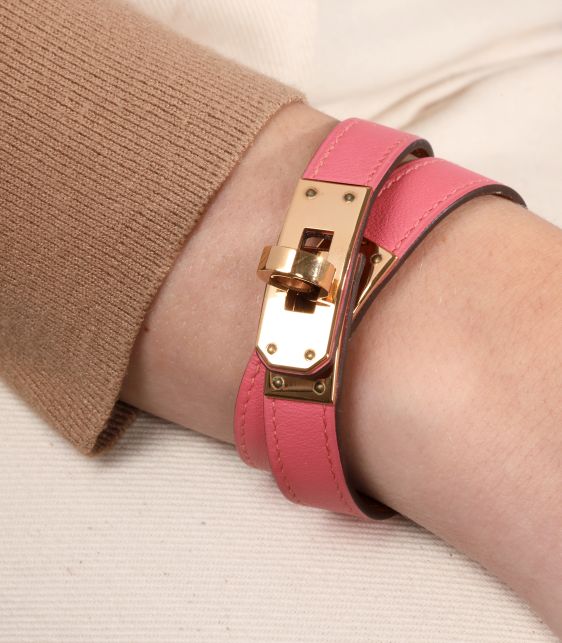  Rose Azalée Swift Leather T2 Kelly Double Tour Bracelet