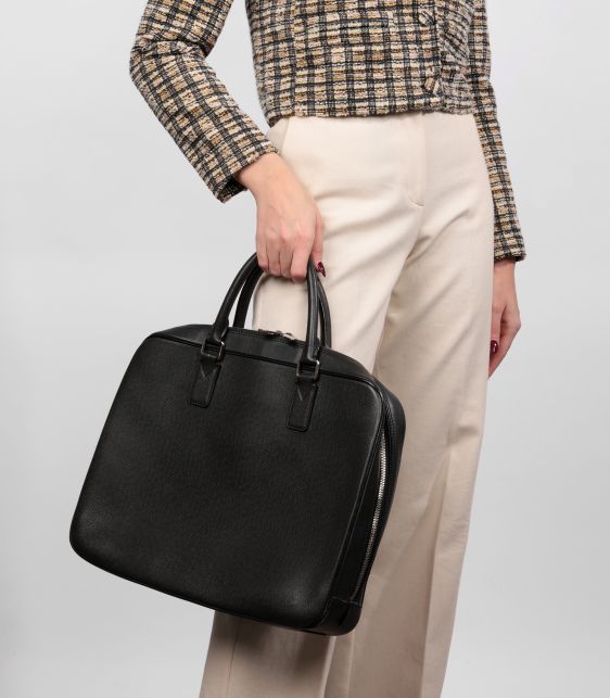 Black Taiga Leather Neo Igor Briefcase