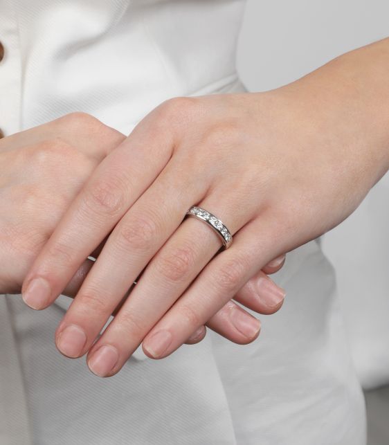 Brilliant Cut Diamond Platinum Half Eternity Ring