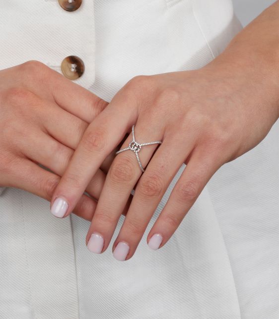 Diamond Set 18ct White Gold GG Running Ring
