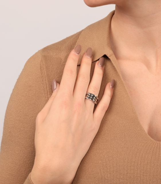 18ct White Gold Three Row B.zero1 Ring