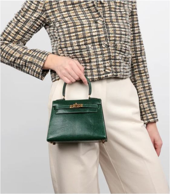 Vert Moyen Lizard Leather Vintage Kelly 20cm Sellier