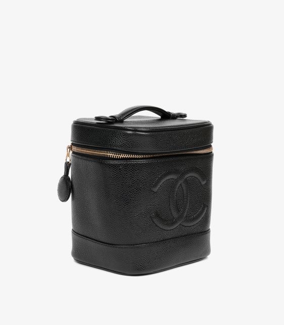 Black Caviar Leather Vintage Timeless Vanity Case