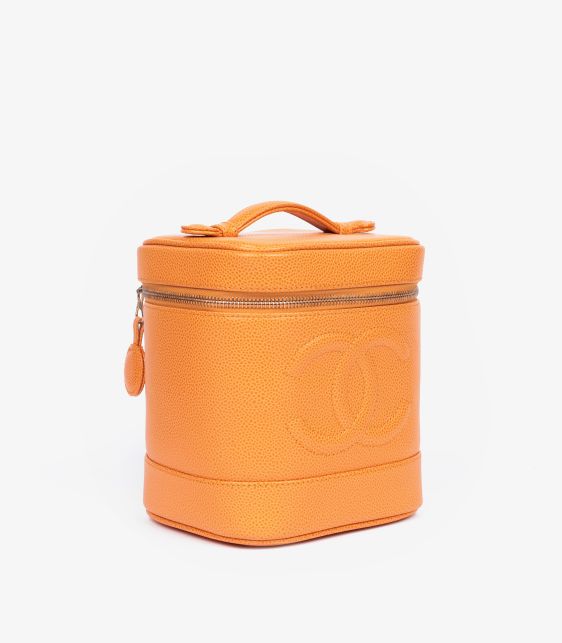 Orange Caviar Leather Vintage Timeless Vanity Case