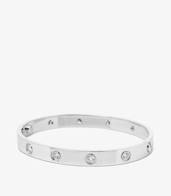 A Pre-Loved Cartier 10 Diamond 18ct White Gold Love Bangle from Xupes