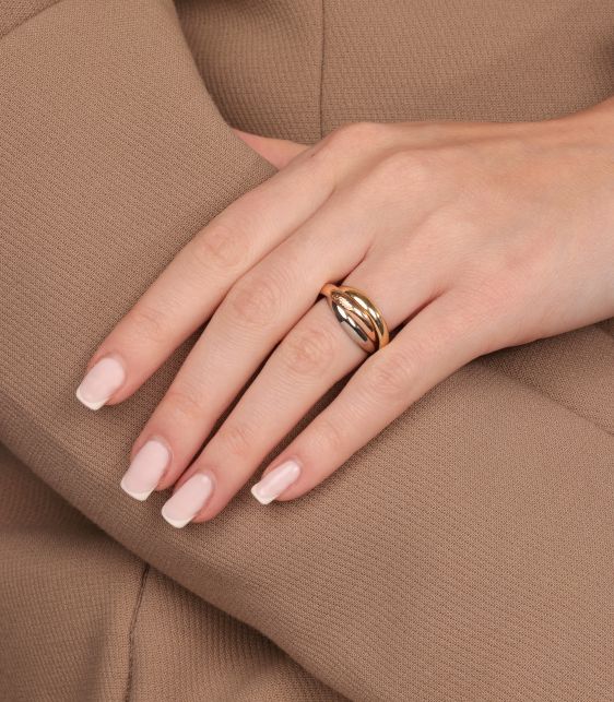 18ct White Gold, 18ct Yellow Gold and 18ct Rose Gold Medium Trinity Ring