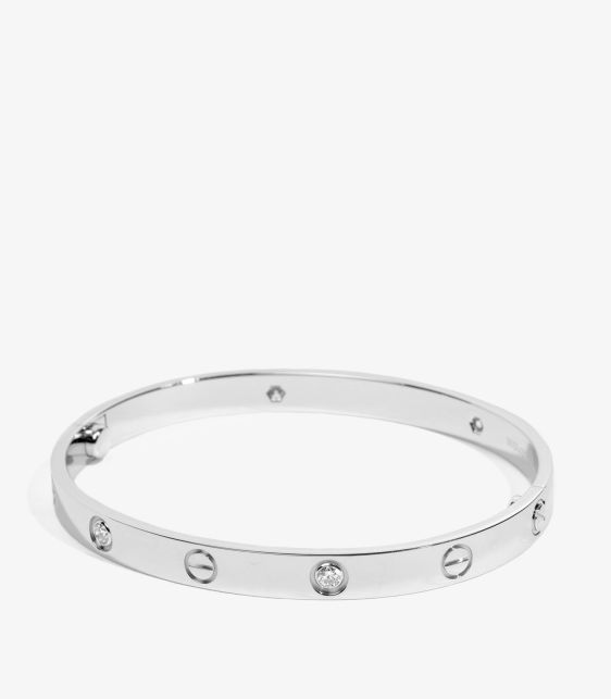 4 Diamond 18ct White Gold Love Bangle
