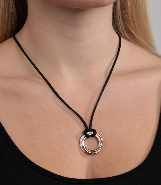 Diamond Silk Cord 18ct Gold Medium Trinity Necklace
