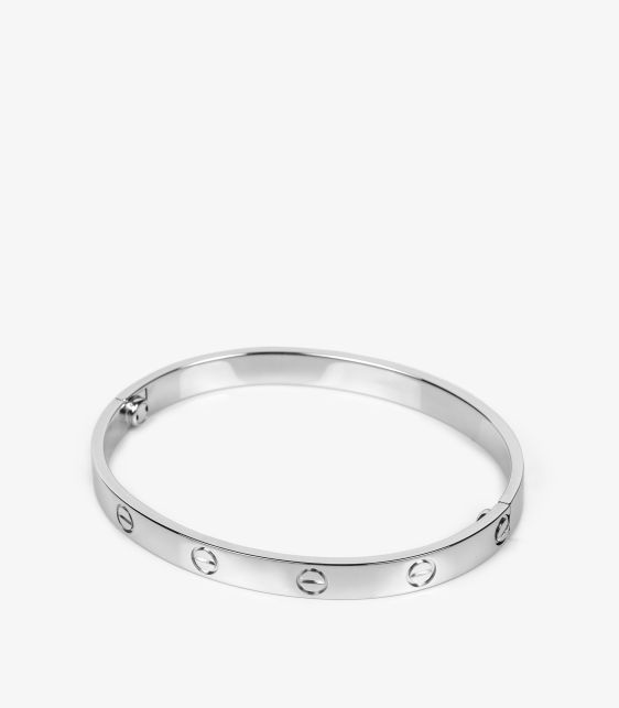 18ct White Gold Love Bangle