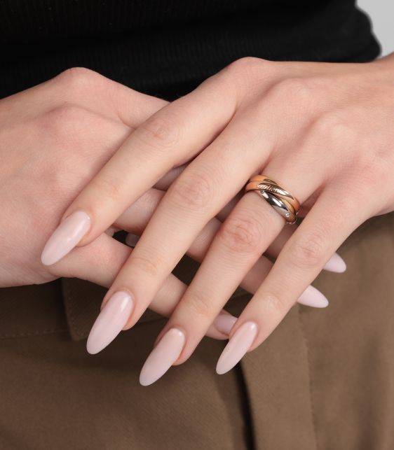 Diamond Set 18ct White Gold, 18ct Yellow Gold and 18ct Rose Gold Medium Trinity Ring