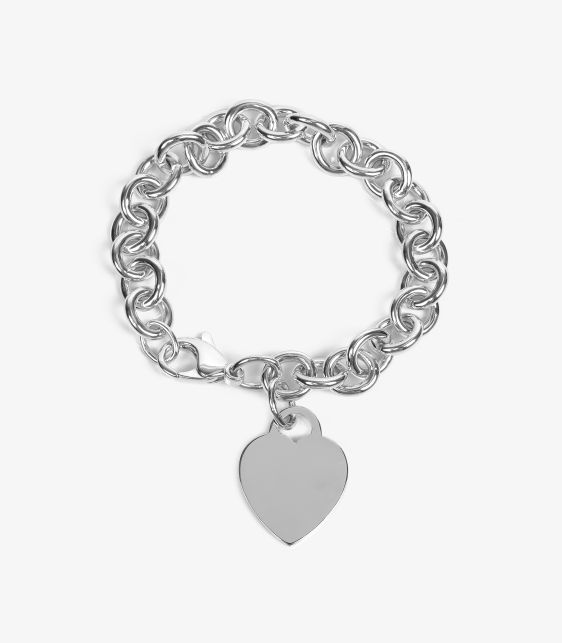 Sterling Silver Heart Tag Charm Bracelet