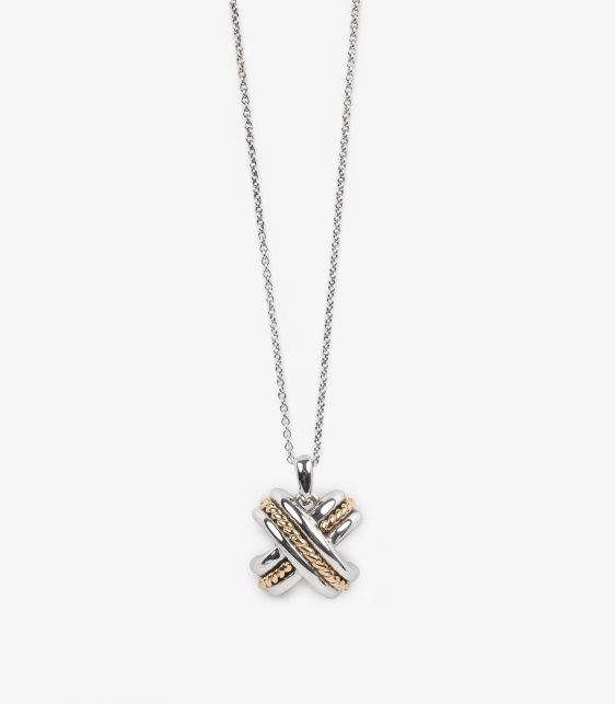 Signature X Vintage Sterling Silver and 18ct Yellow Gold Necklace
