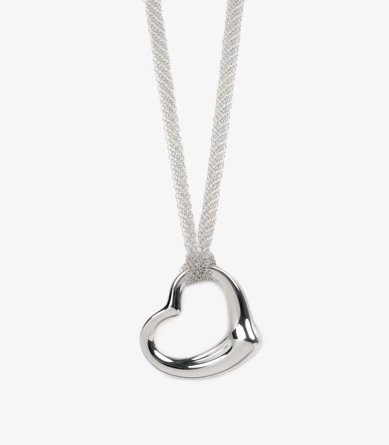 Sterling Silver Elsa Peretti Open Heart Mesh Necklace