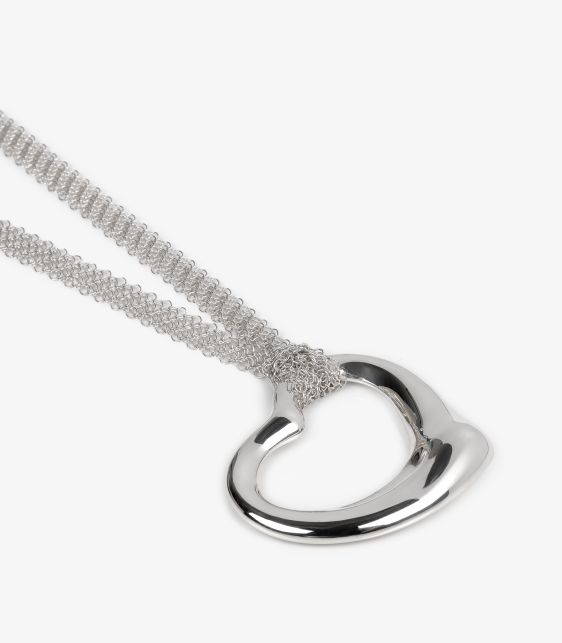 Sterling Silver Elsa Peretti Open Heart Mesh Necklace