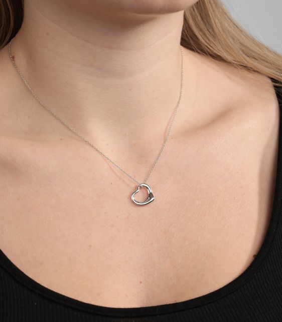 Sterling Silver 16mm Elsa Peretti Open Heart Pendant