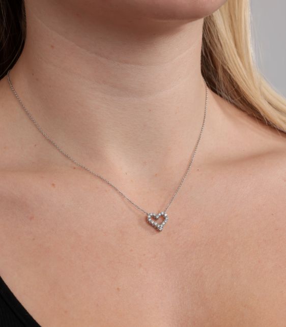 Round Brilliant Cut Diamond Platinum Tiffany Hearts Mini Pendant