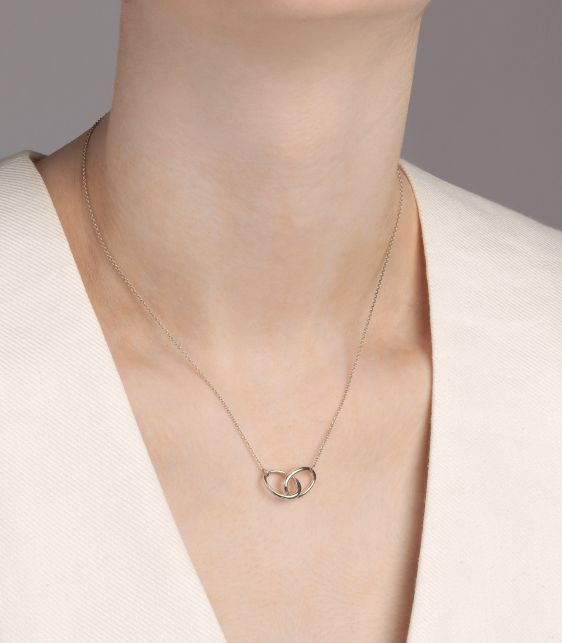 Sterling Silver Elsa Peretti Interlocking Double Loop Necklace