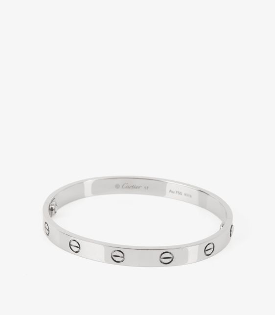 18ct White Gold Love Bangle