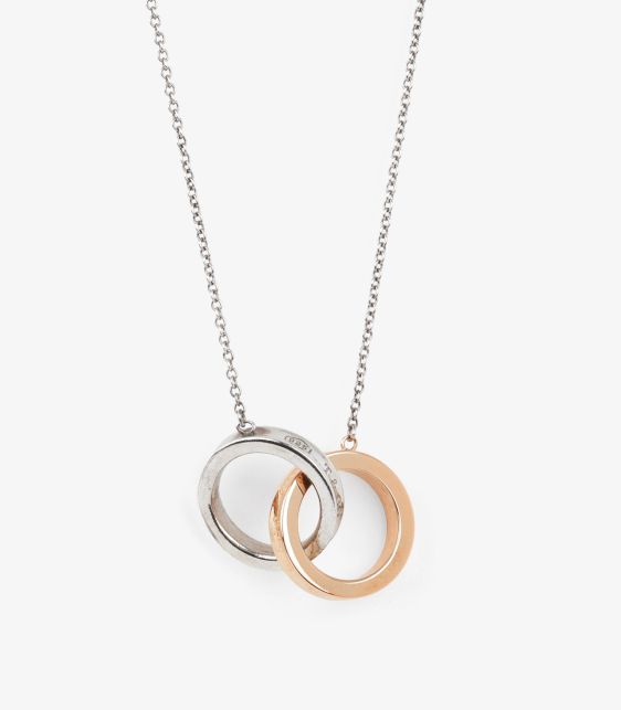 Sterling Silver 18ct Rose Gold 1837 Interlinking Necklace