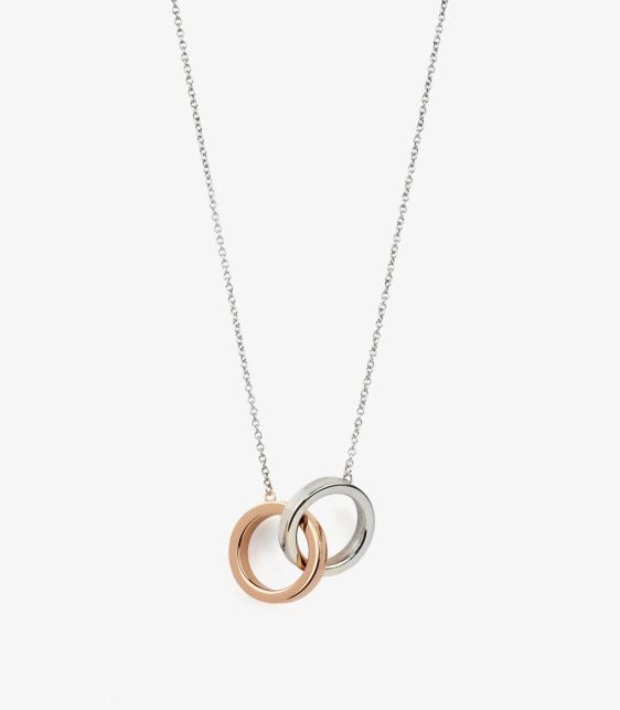 Sterling Silver 18ct Rose Gold 1837 Interlinking Necklace