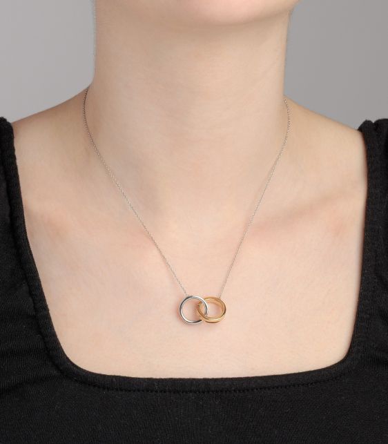Sterling Silver 18ct Yellow Gold 1837 Interlinking Necklace