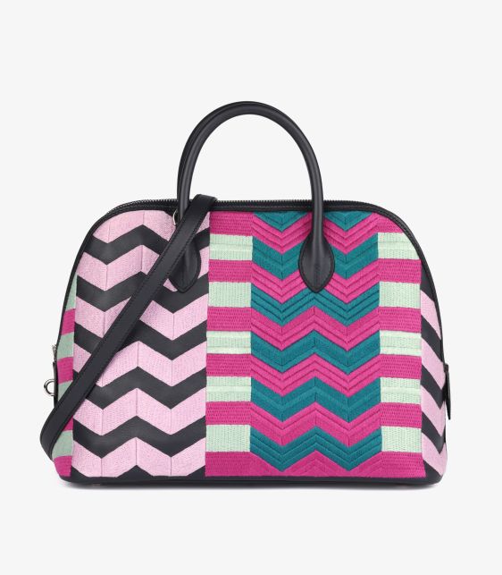Bleu Indigo Swift Leather & Multicolour Embroideries Zig Zag Bolide 1923 31
