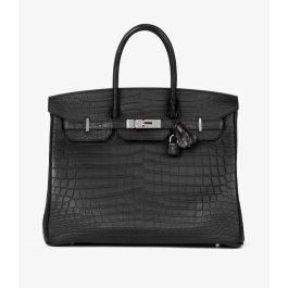 Hermès Black Matte Niloticus Crocodile Birkin 35 JJLG136 | Xupes