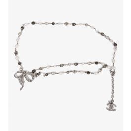 25A◆上品でときめく存在感【CHANEL】chain beltパールホワイト Chain belt - Metal, glass pearls & strass, silver, gold
