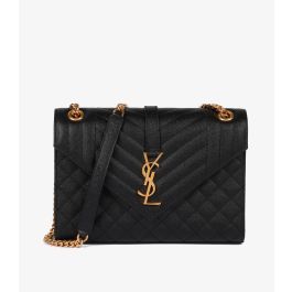 Saint Laurent Black Calfskin Medium Envelope Bag CB1033 | Xupes