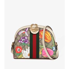 Gucci White Pigskin & GG Flora Small Ophidia Bag CB714 | Xupes