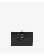 Black Shiny Alligator Leather Vintage Stirrup Wallet
