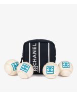 Chanel Navy Canvas Sports Line Tennis Pouch and Balls Set at Xupes