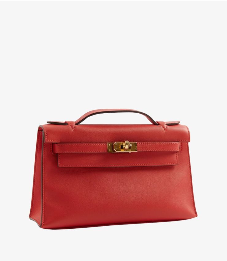 Hermès Rouge Tomate Swift Leather Kelly Pochette LV006 Xupes