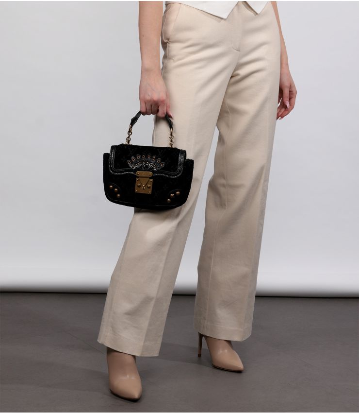 ルイ Louis Vuitton Black Velours & Alligator Irvine CB1143 | Xupes