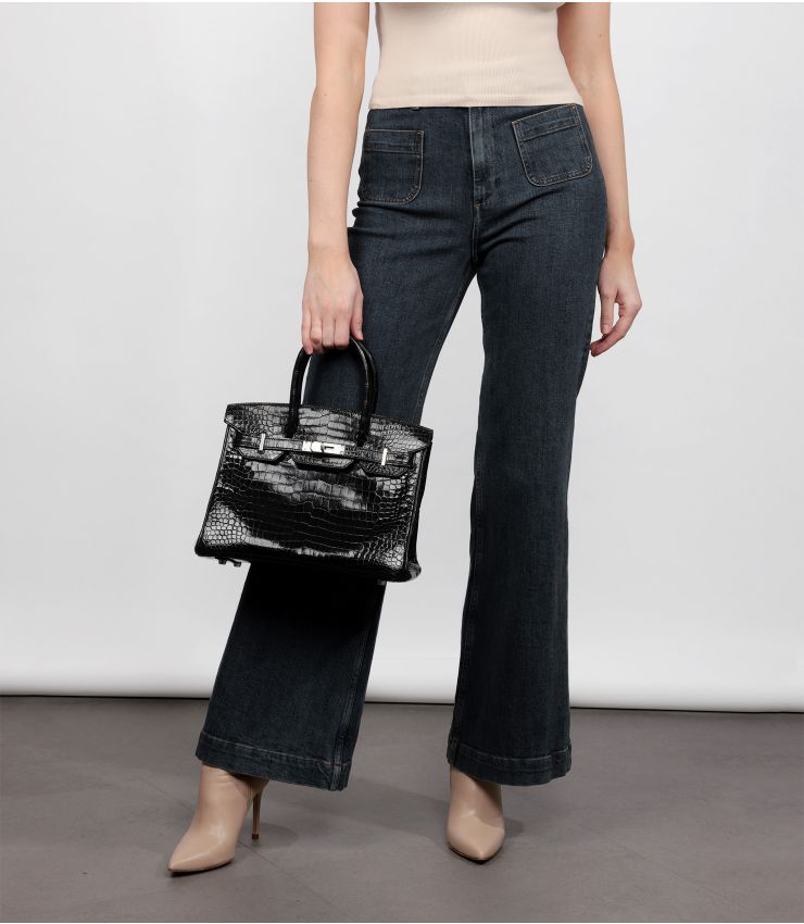 Hermès Black Shiny Porosus Crocodile Birkin 30cm CB1188 Xupes