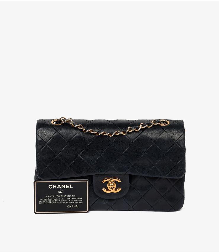 Chanel Black Vintage Small Classic Double Flap Bag CB1373 | Xupes