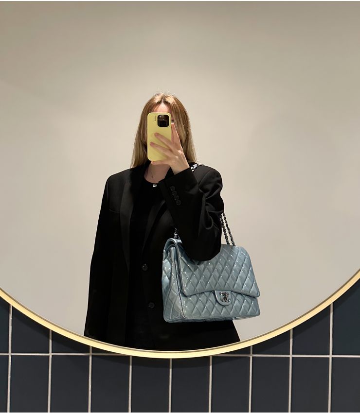 Chanel Pre-Owned Blue Maxi Classic Double Flap Bag CB1465 | Xupes