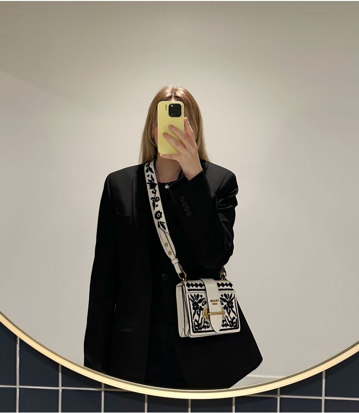 Prada Pre-Owned White, Black Cahier Crossbody CB1466 | Xupes