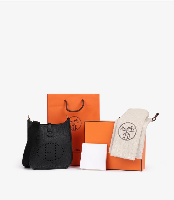 Hermès Black Clemence Leather Evelyne TPM CB1541 | Xupes