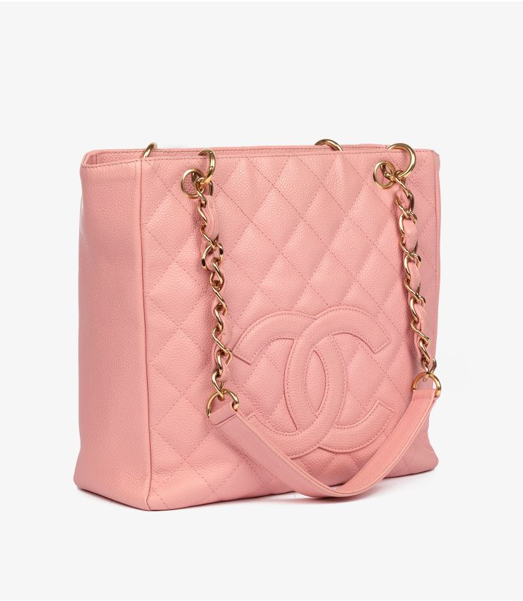 Pink Quilted Caviar Leather Vintage Petite Shopping Tote PST