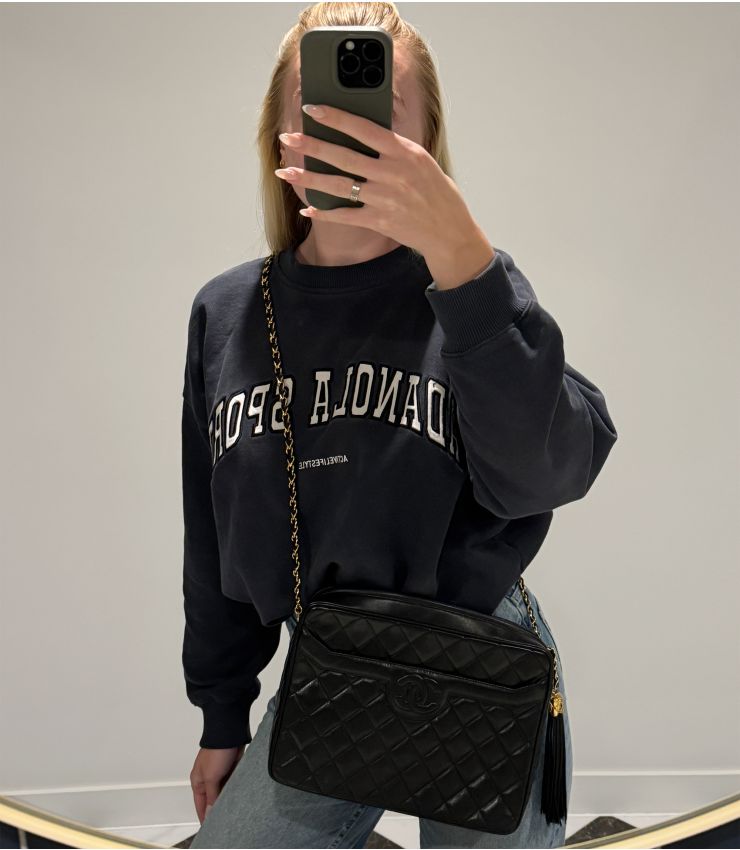 Chanel Black Vintage Large Timeless Camera Bag HB5862 | Xupes