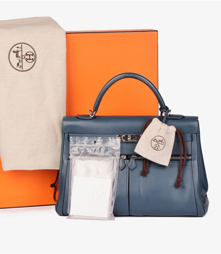 【Koselig】HERMES エルメス 2点セット Hermès Bleu de Prusse Swift Lakis Kelly 35cm JJLG095 | Xupes