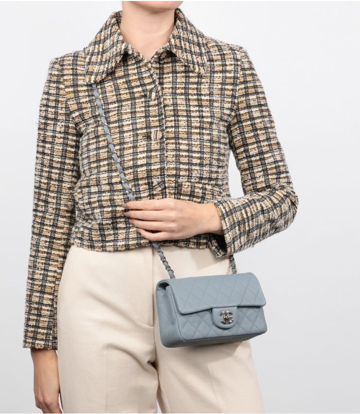 Chanel Grey Caviar Rectangular Mini Flap Bag CB983 Xupes