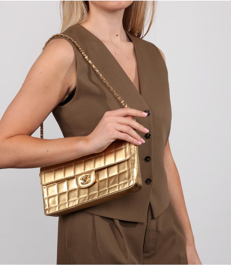 Chanel Gold Chocolate Bar East-West Classic Flap CB1291 | Xupes