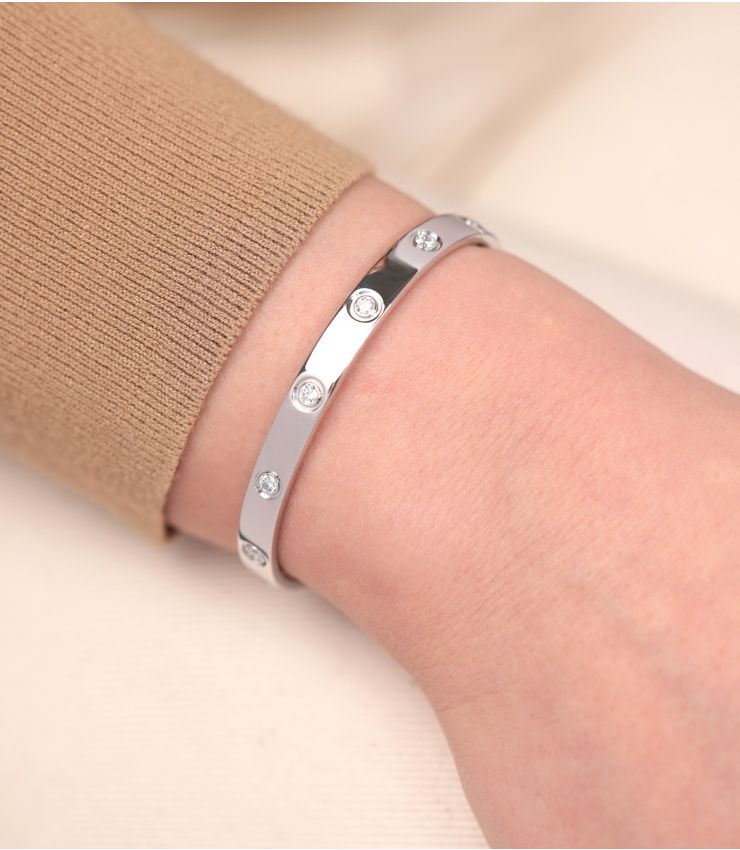 Cartier 10 Diamond 18ct White Gold Love Bangle J1114 Xupes