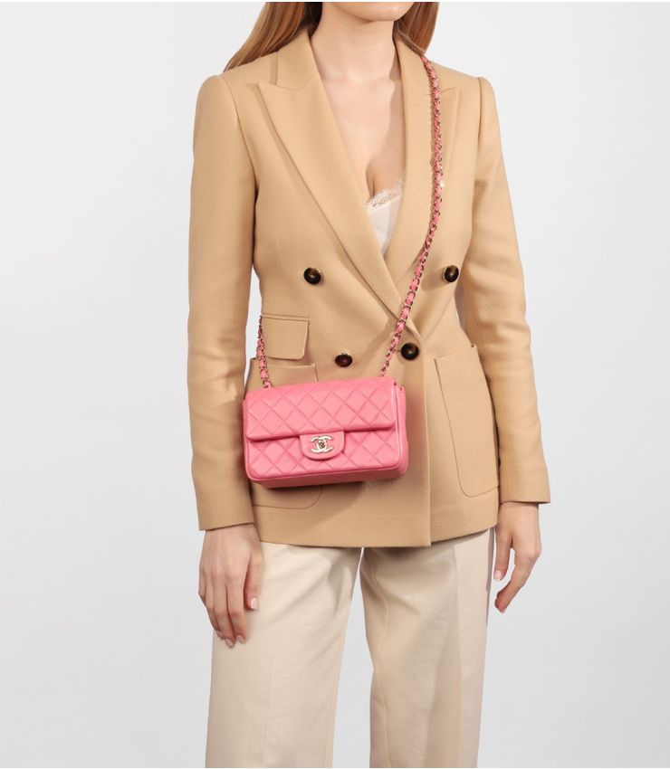 Light Pink Fuzzy Pink Chanel Bag Mini Rectangular Chanel Pink