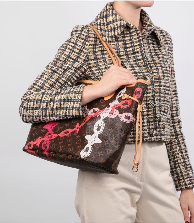 Louis Vuitton Brown Monogram Poppy Bay Neverfull MM CB1026 - Main Image