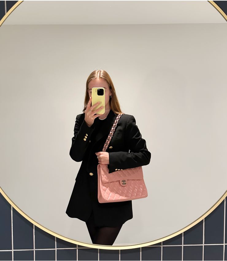 Chanel Pre-Owned Pink Jumbo Classic Single Flap Bag CB1351 | Xupes