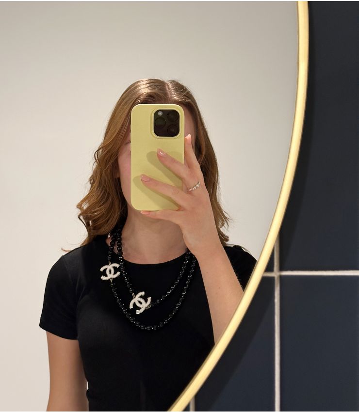 Chanel Black & White CC Long Necklace AAJ103 | Xupes