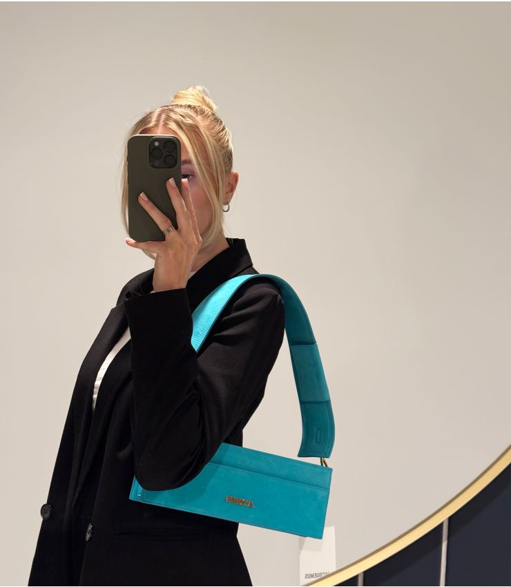 Jacquemus Pre-Owned Turquoise Calfskin Suede Le Cuicui HB5813 | Xupes